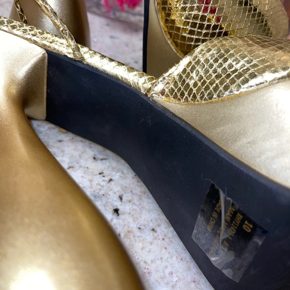 Fashinnova Gold Platform Tie-Up Heels - Picture 4 of 6